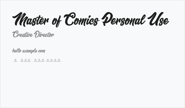 Master of Comics Personal Use  Business Card