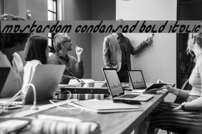 Masterdom Condensed Bold Italic Font examples