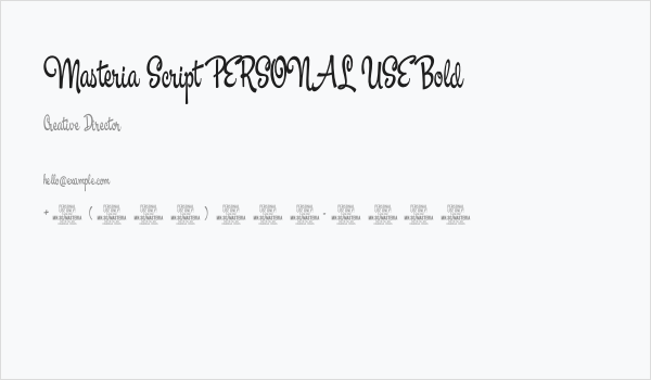 Masteria Script PERSONAL USE Bold Business Card