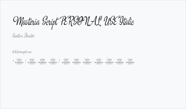 Masteria Script PERSONAL USE Italic Business Card