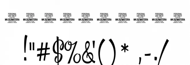 Masteria Script PERSONAL USE Regular Font OTHER CHARS