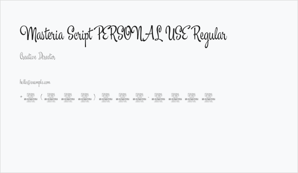 Masteria Script PERSONAL USE Regular Business Card