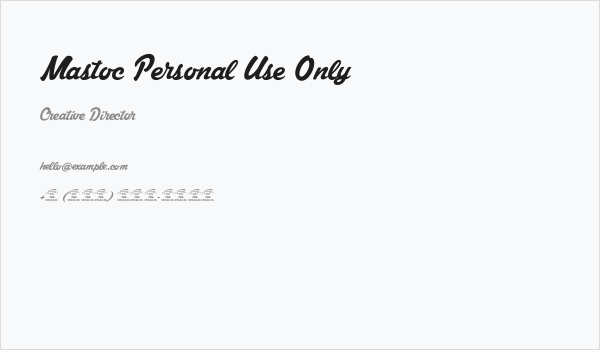 Mastoc Personal Use Only Business Card