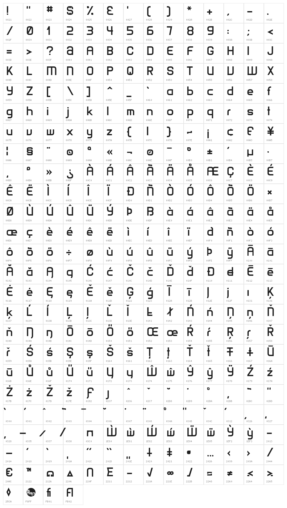 Matamata Bold Character Map