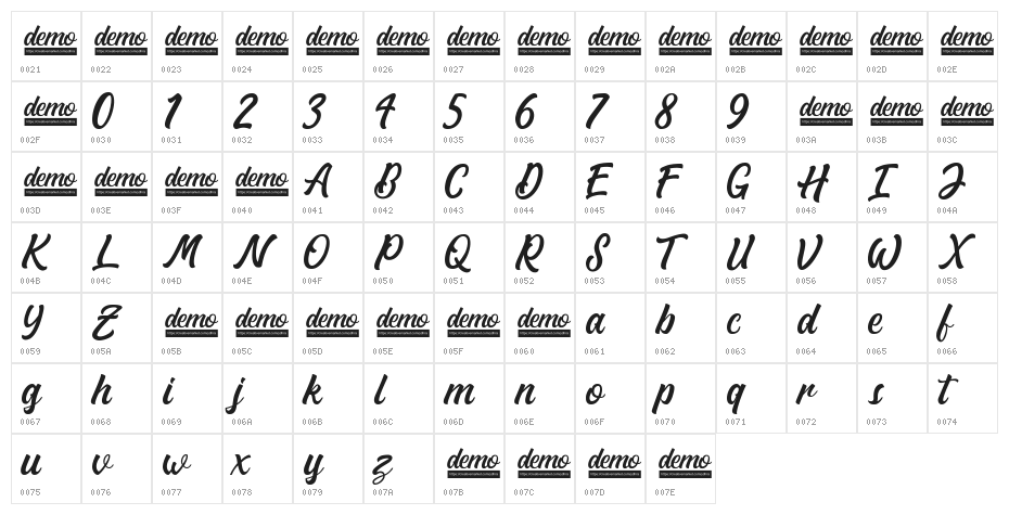 Matane Personal Use Only Script Character Map
