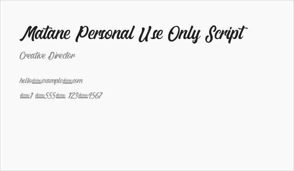 Matane Personal Use Only Script Business Card