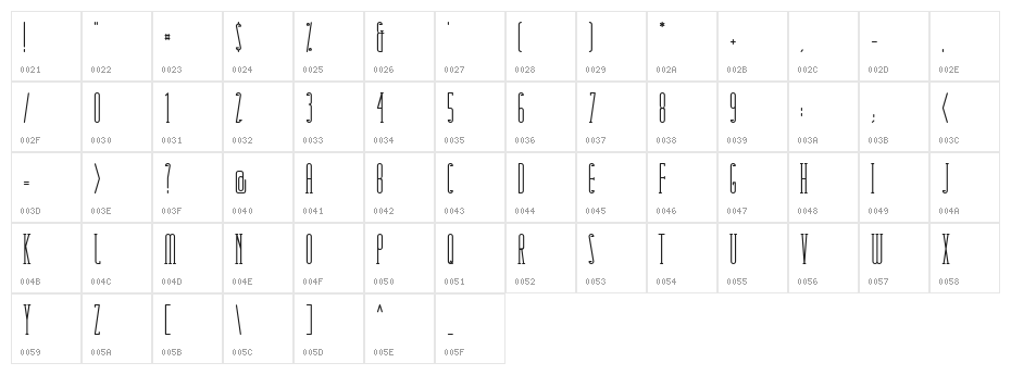 Matchbook Serif Character Map