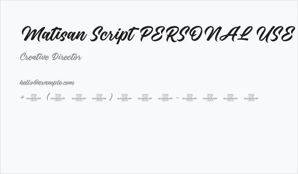 Matisan Script PERSONAL USE Regular Business Card