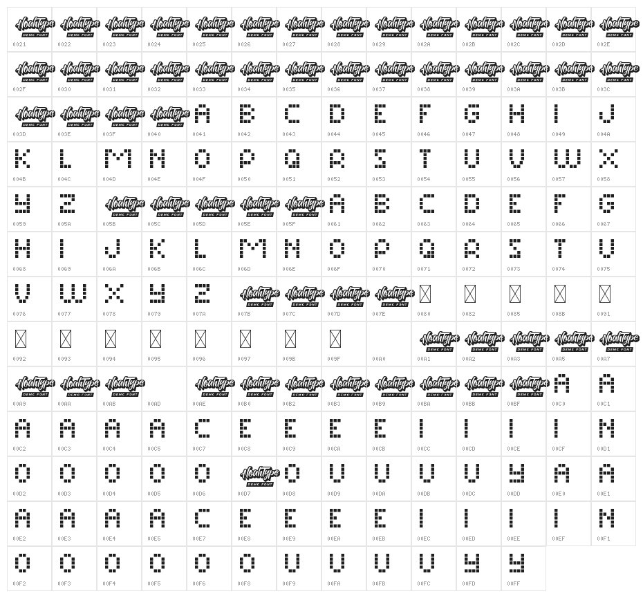 Matrix Dots Demo Character Map