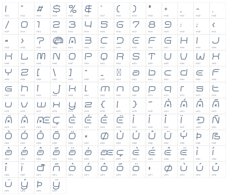Matrix Pulse Slant Character Map