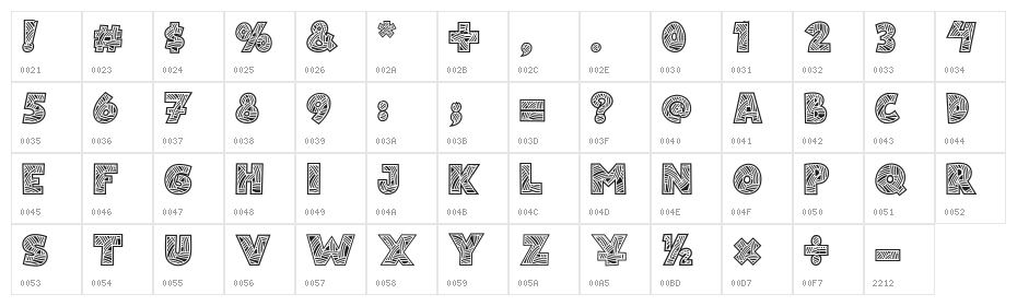 Matsuri Regular Character Map