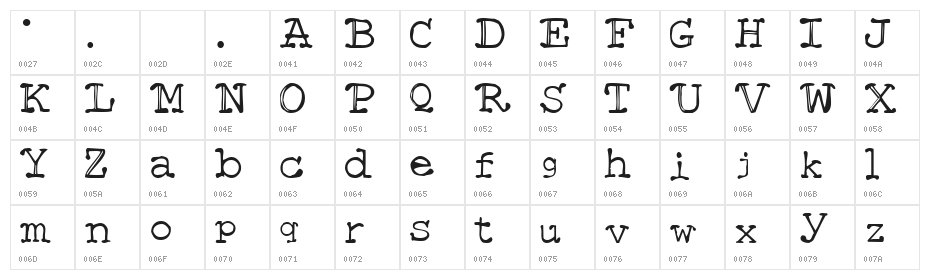 Mattfont  Oblique Character Map