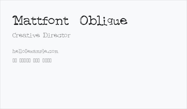 Mattfont  Oblique Business Card