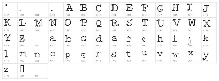 Mattfont Squished  Black Character Map
