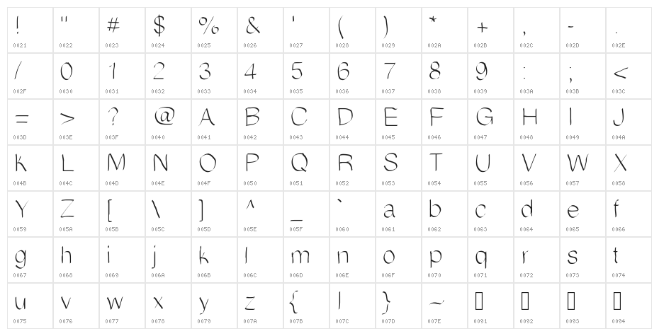 MattressesFont Character Map