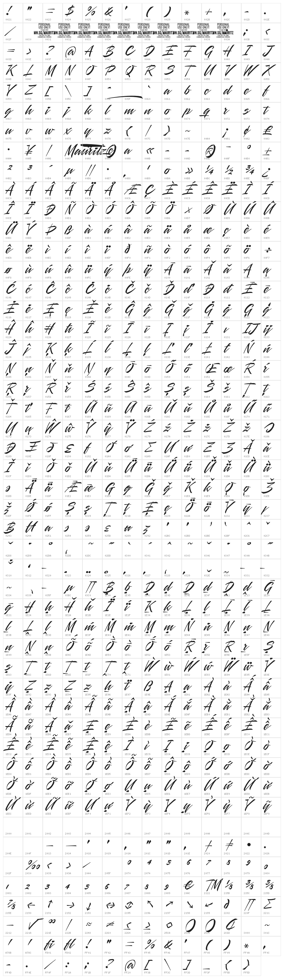 Mauritz Light PERSONAL USE Light Character Map