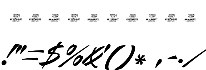 Mauritz PERSONAL USE ONLY Regular Italic Font OTHER CHARS