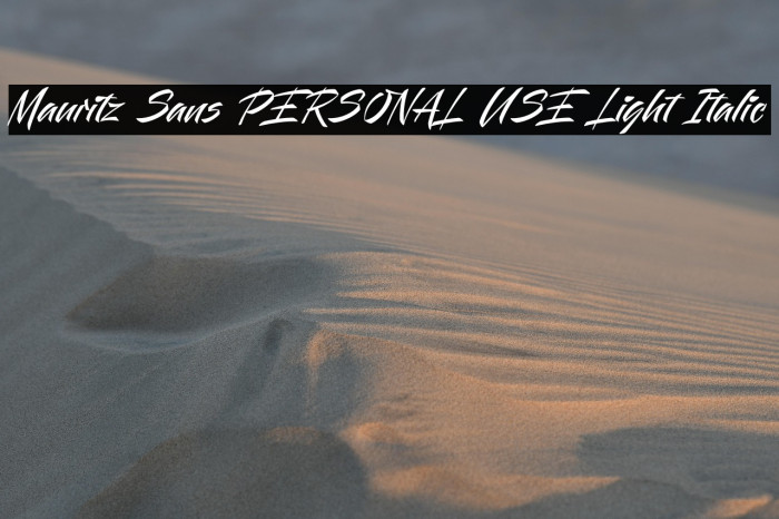 Mauritz Sans PERSONAL USE Light Italic Example 2