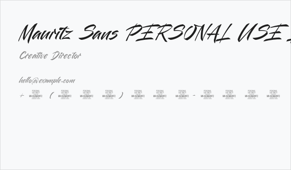 Mauritz Sans PERSONAL USE Light Italic Business Card