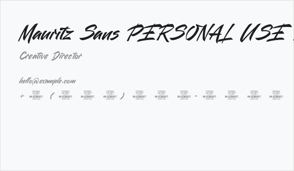 Mauritz Sans PERSONAL USE Regular Italic Business Card