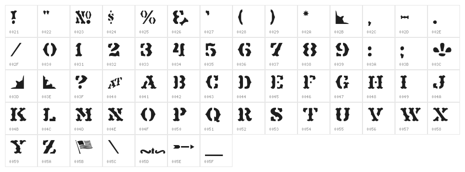 Maverick JL Character Map