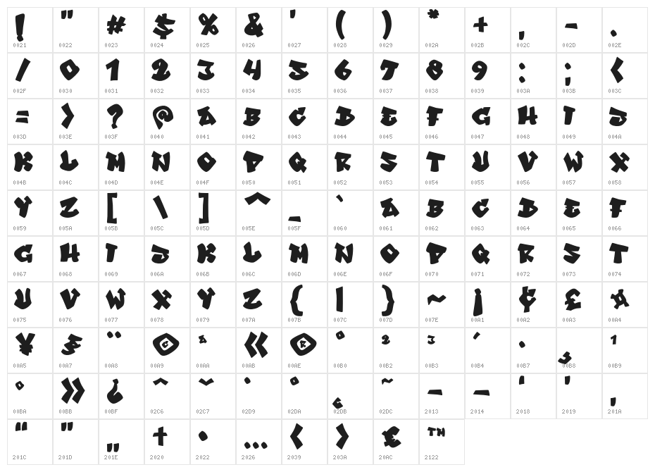Maxhild-Regular Character Map