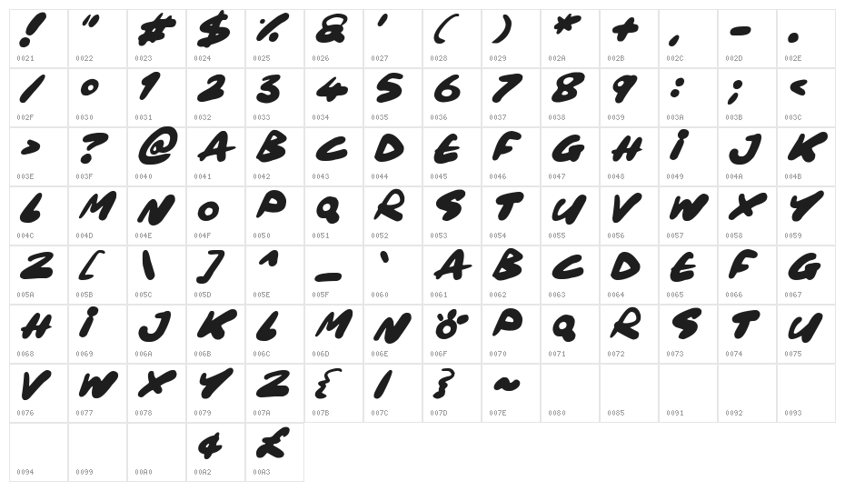 Maxi Marker Italic Character Map