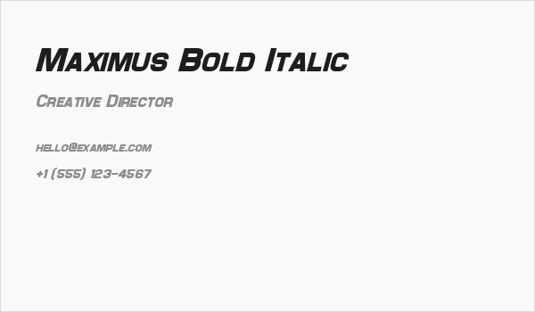 Maximus Bold Italic Business Card
