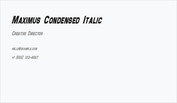 Maximus Condensed Italic Business Card