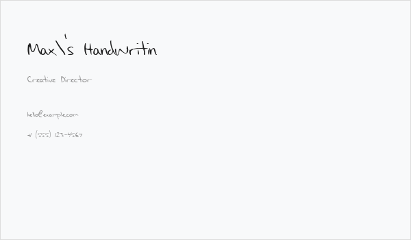 Max's Handwritin Business Card