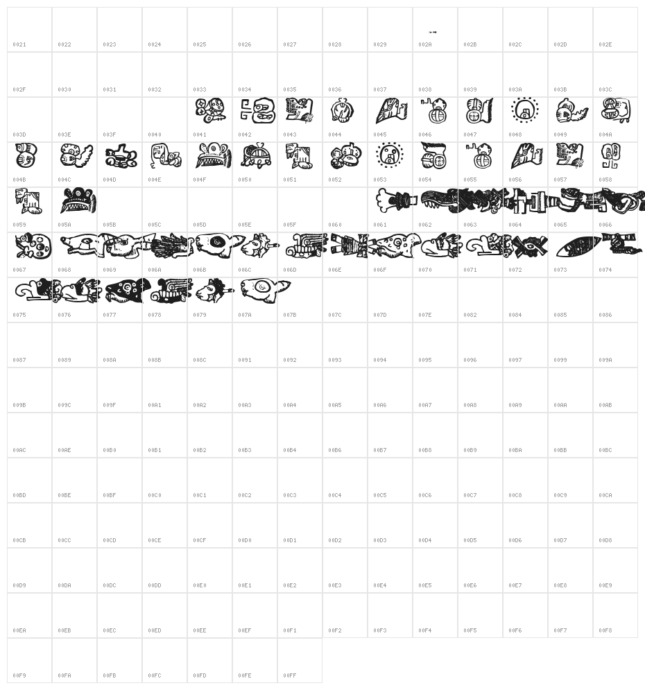 MayanMexicanSymbols Character Map