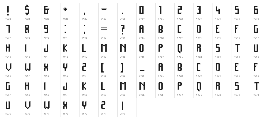 Mayangsari Regular Character Map