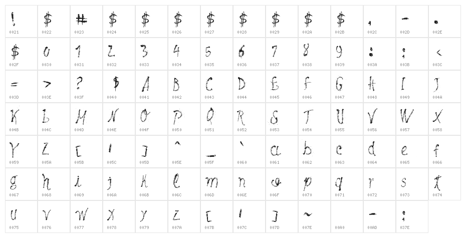 Maybe Pollock Character Map