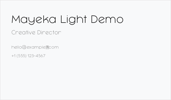 Mayeka Light Demo Business Card