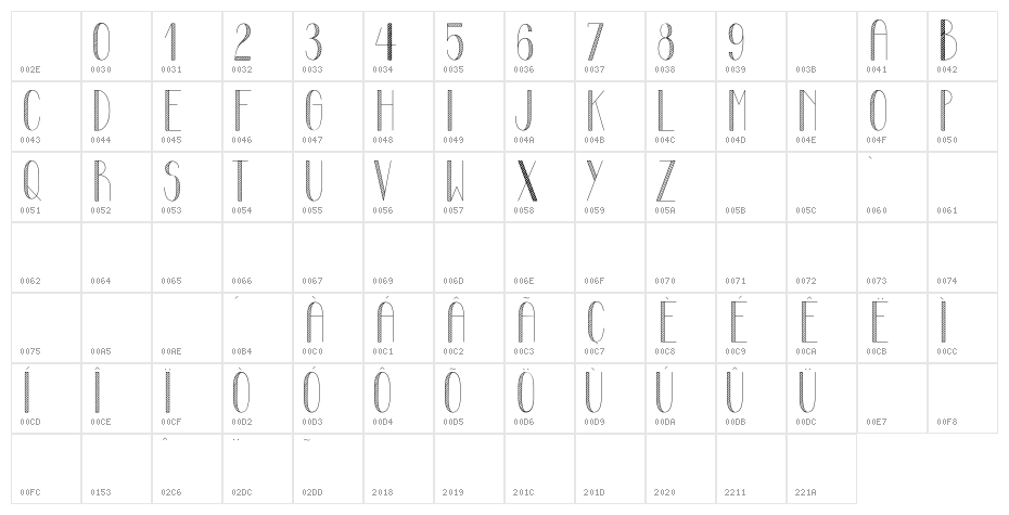 Mayonaise-Condensed Character Map