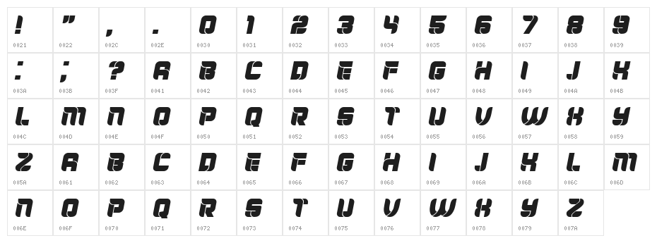 Mayor Italic Character Map