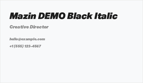 Mazin DEMO Black Italic Business Card