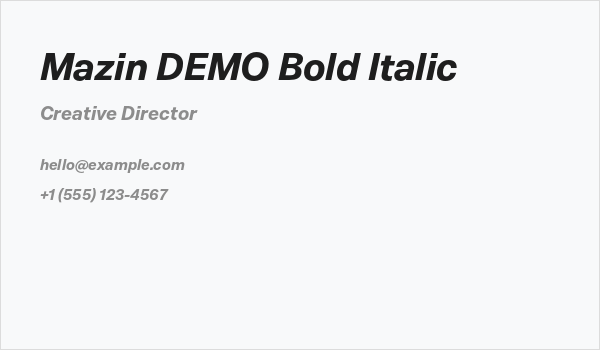 Mazin DEMO Bold Italic Business Card