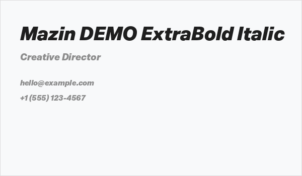 Mazin DEMO ExtraBold Italic Business Card