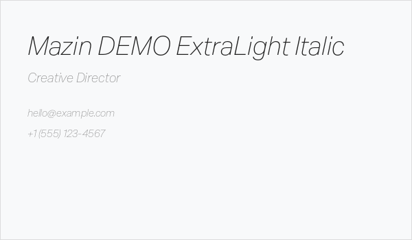 Mazin DEMO ExtraLight Italic Business Card