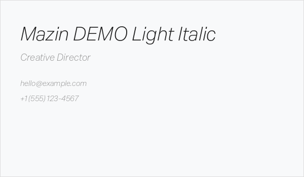 Mazin DEMO Light Italic Business Card