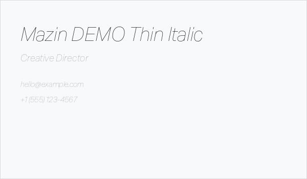 Mazin DEMO Thin Italic Business Card