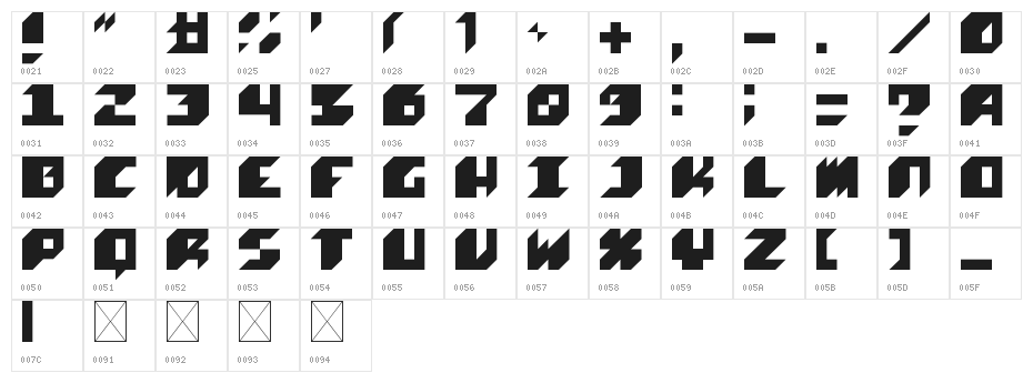 maque Regular Character Map