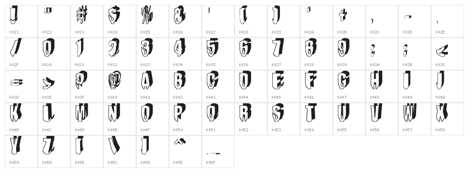 mashy-DroopShadow Character Map