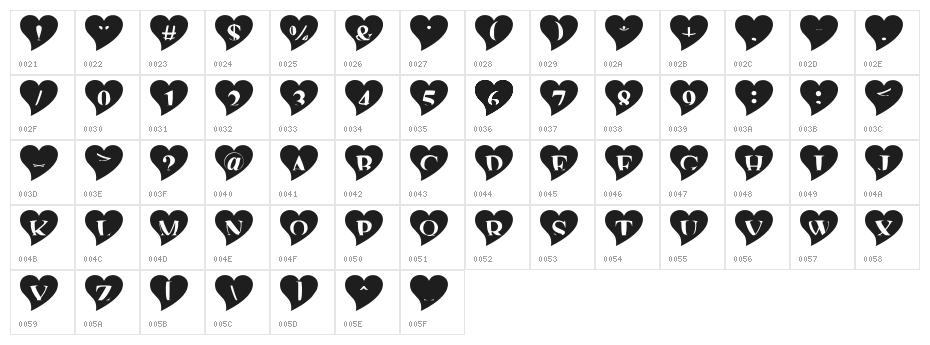 mashy Valentine Character Map