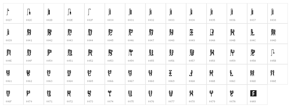 masquerade Regular Character Map