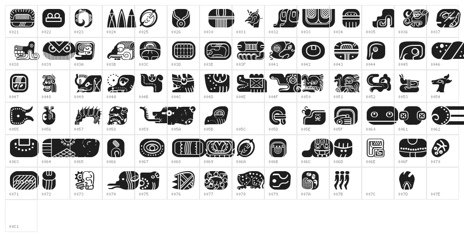 mayan glyphs fill Regular Character Map