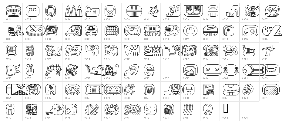 mayan glyphs outline Regular Character Map