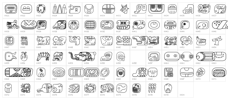 mayanglyphsoutline-Regular Character Map