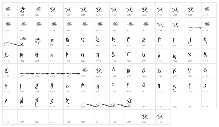 MCF funera flourish Character Map